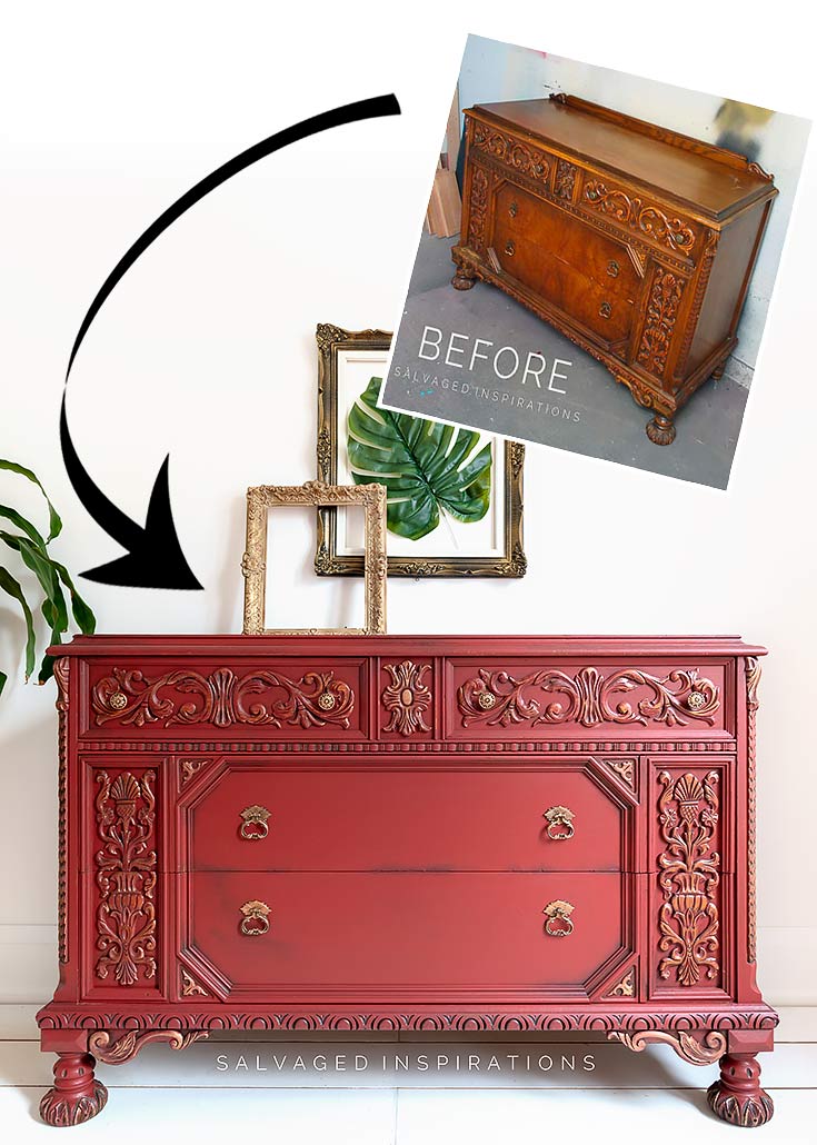 before and after distressed furniture