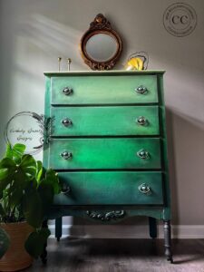 Ombre green chalk painted dresser