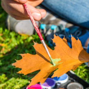 paint being applied to a leaf 