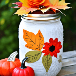 Fall painted mason jar