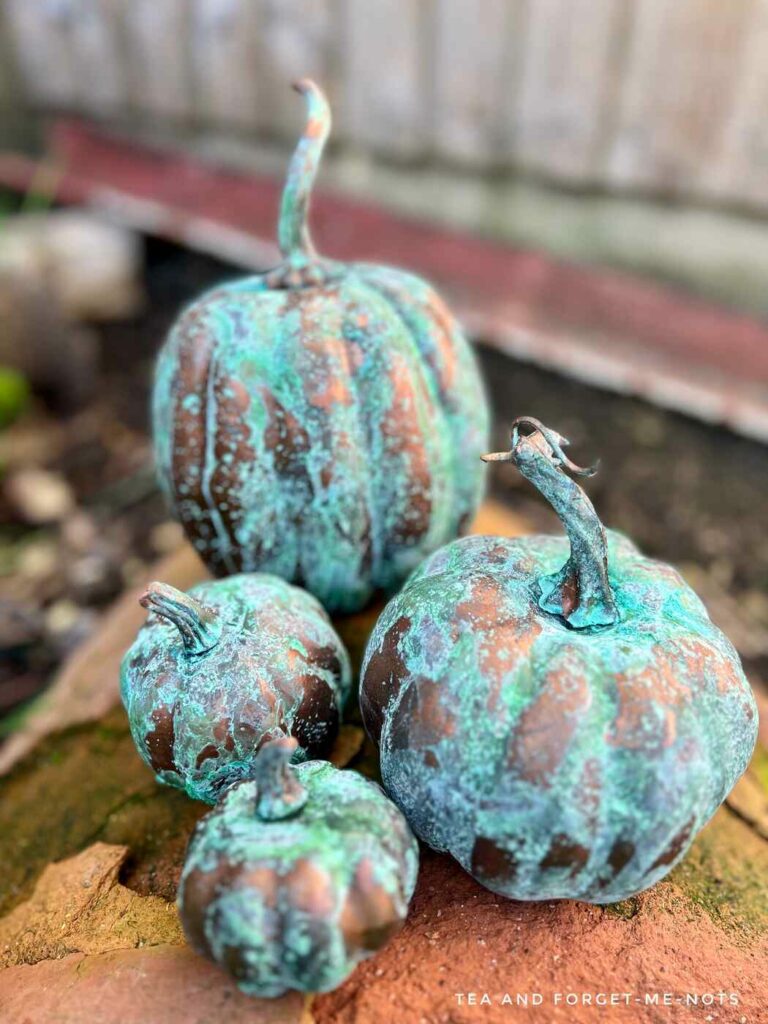Finished Pumpkins with Dixie Belle Patina Paint